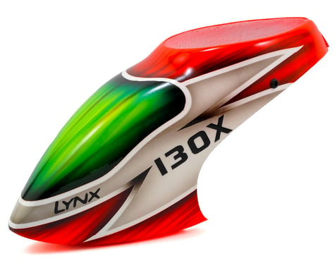 Lynx Heli Blade 130 X Logo Style Fiberglass Canopy (Scheme 05 - White/Red)