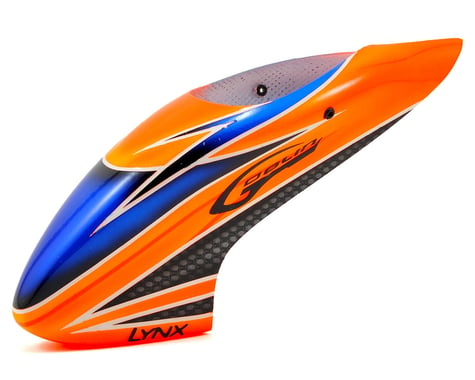 Lynx Heli Blade 130 X Goblin Style Fiberglass Canopy (Scheme 04 - Orange/Blue)