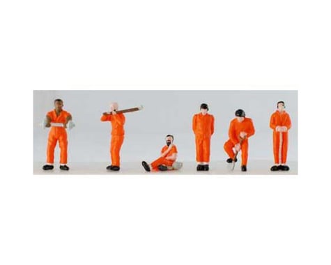 Model Power HO Prisoners in Orange Uniforms w/Tools (6) (Paint