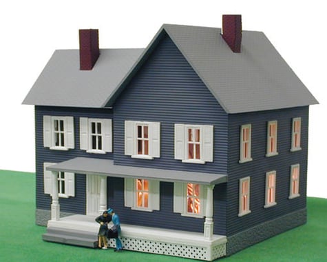 Model Power HO-Scale Built-Up "Simpson's House" w/Figures (Lighted)