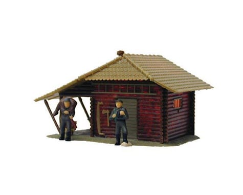 Model Power HO B/U Hunters Log Cabin, Lighted w/Figures