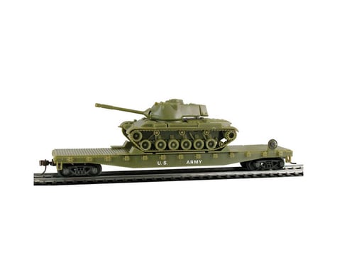 Model Power HO Flat w/Patton Tank, US Army