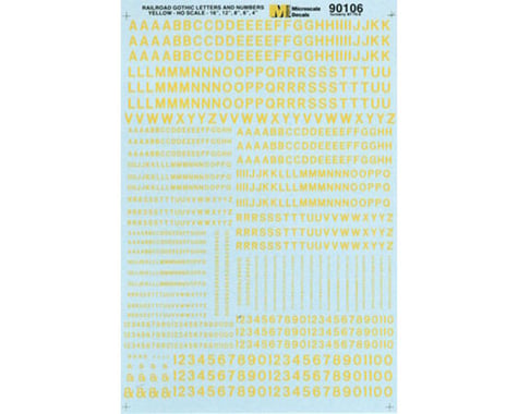 Microscale Industries HO Letters & Numbers, Gothic/Yellow