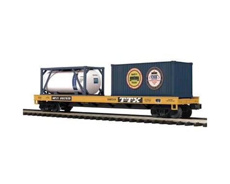 MTH Trains O Flat w/Tank Container & 20' Container, CSX