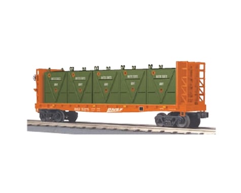 MTH Trains O-27 Flat w/ Bulkheads & LCL Containers, BNSF
