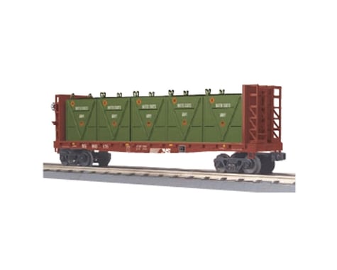MTH Trains O-27 Flat w/ Bulkheads & LCL Containers, NS