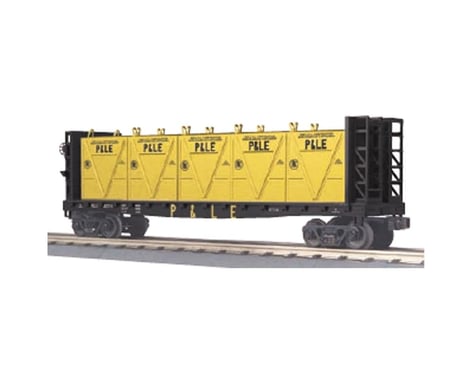 MTH Trains O-27 Flat w/ Bulkheads & LCL Containers, P&LE