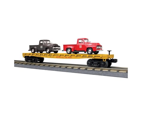 MTH Trains O-27 Flat w/2 '53 Ford Pickups, UP