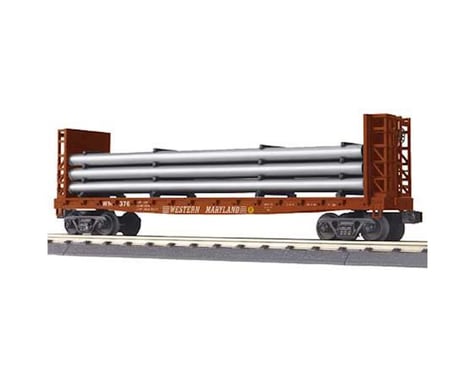 MTH Trains O-27 Flat w/Bulkheads & Pipe Load, WM
