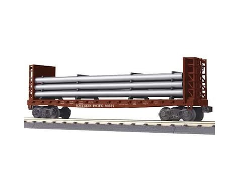 MTH Trains O-27 Flat w/Bulkheads & Pipe Load, SP