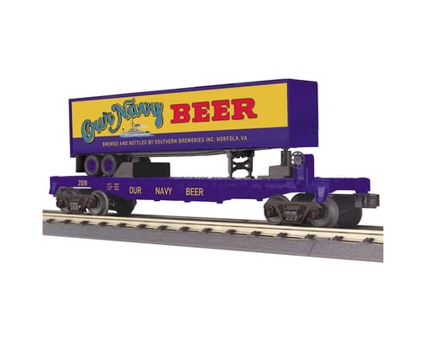 MTH Trains O-27 Flat w/40' Trailer, Our Navy Beer #2018