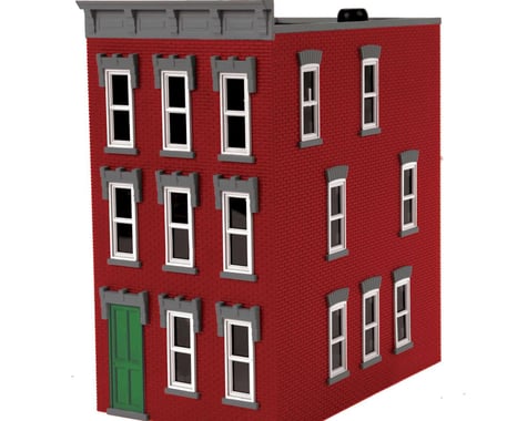 MTH Trains O 3-Story Town House #3, Red/Gray