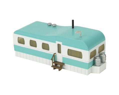 MTH Trains O Stainless Mobile Home,Turquoise/White