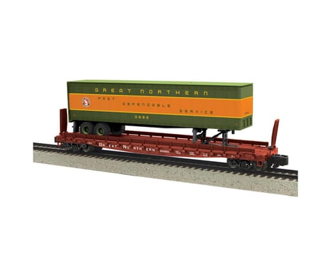 MTH Trains S Flat w/48' Trailer, GN #60250