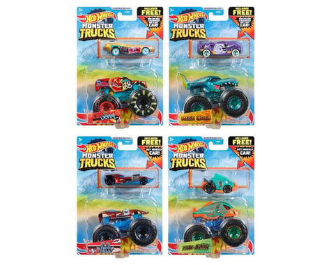 Mattel Hot Wheels 1/64 Scale DieCast Monster Trucks w/Crushable Cars Assortment