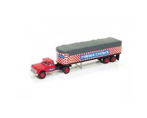 Classic Metal Works HO 1960 Ford Tractor Covered Trailer, Purina Chows