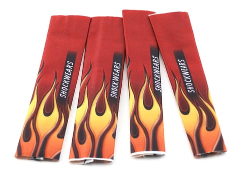 Outerwears Shockwares Flame Evolution Shock Covers (Losi, OFNA, Mugen, Kyosho) (Red) (4)