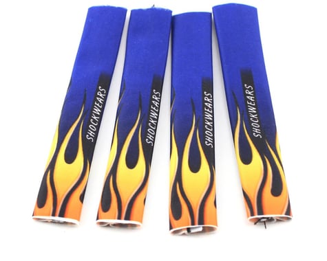 Outerwears Shockwares Flame Evolution Shock Covers (Associated, Traxxas, Losi) (Blue) (4)