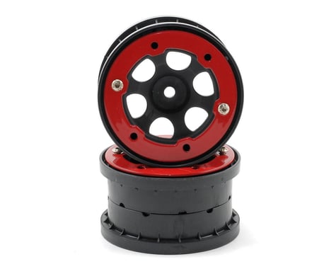 Pro-Line Epic 2.2" Rear Bead-Loc Wheels (Red Aluminum Ring/Black)