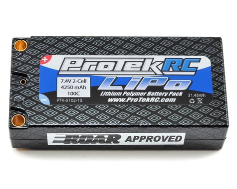 ProTek RC 2S 100C Hard Case Shorty LiPo Battery Pack (5mm) (7.4V/4250mAh)