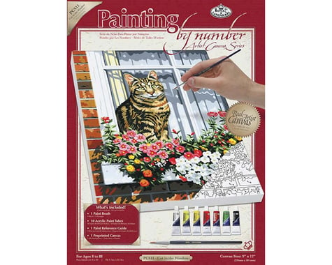 Royal Brush Manufacturing PCS11 PBN Canvas Cat In The Window 9x12