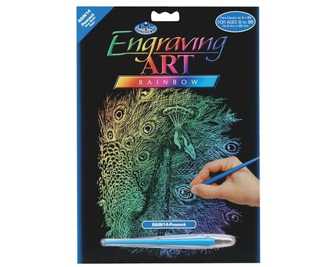 Royal Brush Manufacturing Royal Brush  Rainbow Engraving Art Peacock