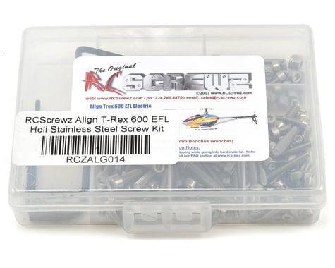 RC Screwz Align T-Rex 600 EFL Stainless Steel Screw Kit