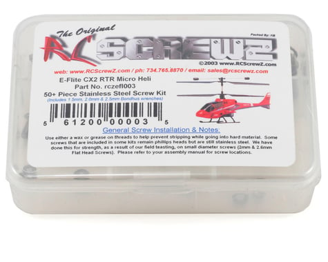 RC Screwz E-flite Blade CX2 Stainless Steel Screw Kit