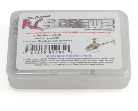 RC Screwz E-flite Blade 400 3D Stainless Steel Screw Kit