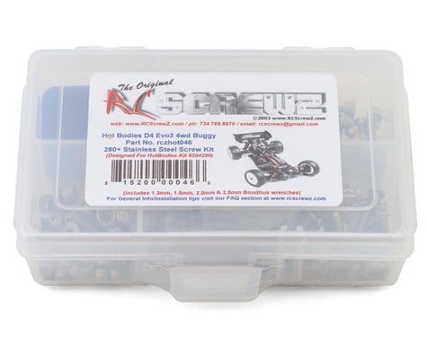 RC Screwz HB Racing D4 Evo3 4wd 1/10th Stainless Steel Screw Kit