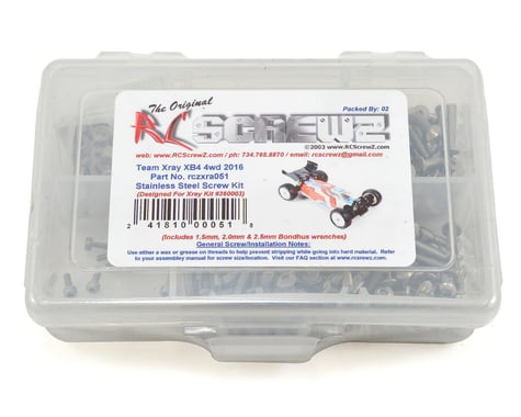 RC Screwz XRAY XB4 4wd 2016 Stainless Screw Kit