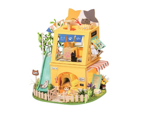 Robotime Rolife Cat House 3D Wooden DIY Miniature Dollhouse Kit