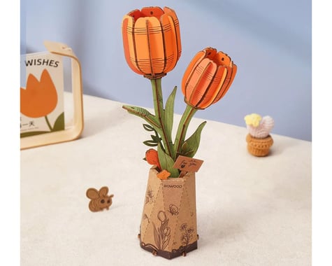 Robotime Wooden Flower Bouquet 3D Wooden Model Kit (Orange Tulip)