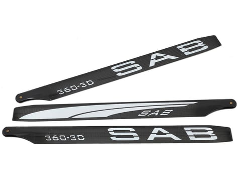 SAB Goblin 360mm Blackline 3D Carbon Fiber Main Blades (White) (3-Blade)
