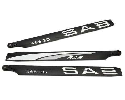 SAB Goblin 465mm Blackline 3D Carbon Fiber Main Blades (Silver) (3-Blade)