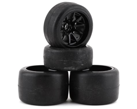 Sweep F1 EXP Pre-Mounted Front & Rear Rubber Tire Set (Black) (4) (Hard/Soft)