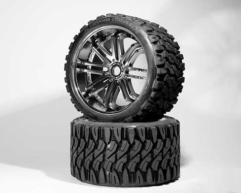 Sweep Terrain Crusher Belted Pre-Mounted Monster Truck Tires (Chrome) (2)
