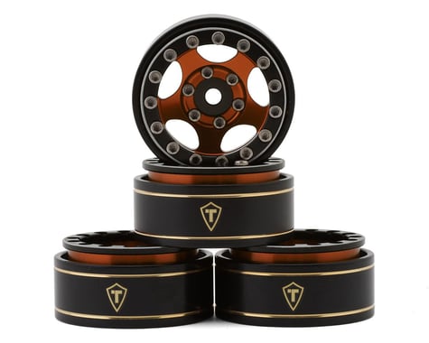 Treal Hobby Type B 1.0" 5-Spoke Beadlock Wheels (Black/Orange) (4) (22.4g)