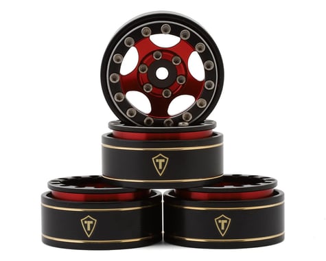 Treal Hobby Type B 1.0" 5-Spoke Beadlock Wheels (Black/Red) (4) (22.4g)