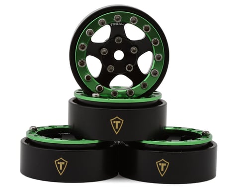 Treal Hobby Classic 5-Star 1.0" Beadlock Wheels (Green/Black) (4) (22.4g)