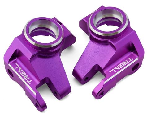 Treal Hobby SCX6 Aluminum Front Steering Knuckles (Purple) (2)