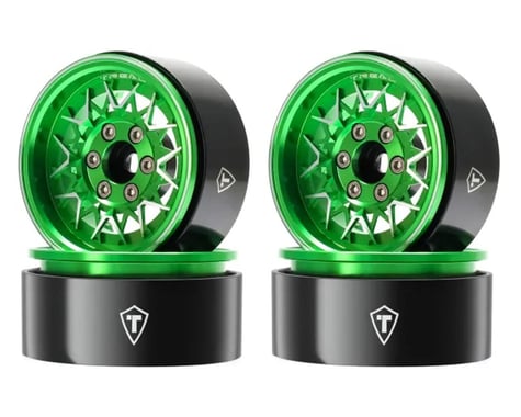 Treal Hobby Type V 1.9" V-Spoke Beadlock Wheels (Green) (4)