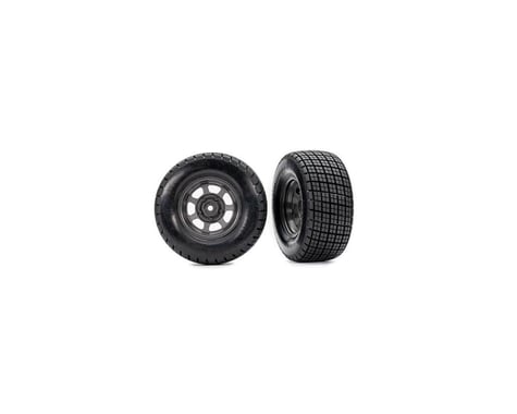 Traxxas Slash® Modified Hoosier® Pre-Mounted Dirt Oval Tires (Grey) (2) (Rear)