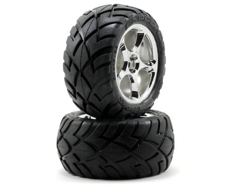 Traxxas Anaconda Rear Tires w/Tracer Wheels (2) (VXL Bandit) (Chrome) (Standard)