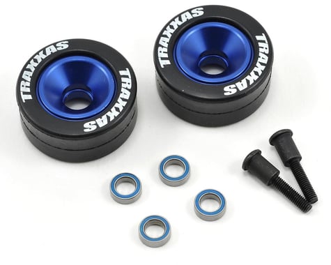 Traxxas Aluminum Wheelie Bar Wheel Set w/Rubber Tires (Blue) (2)