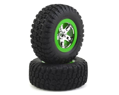Traxxas BFGoodrich KM2 Tire w/SCT Rear Wheel (2) (Chrome/Green) (Standard)