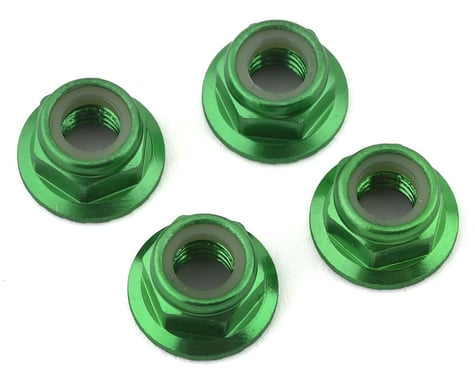 Traxxas 5mm Aluminum Flanged Nylon Locking Nuts (Green) (4)