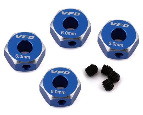 V-Force Designs Team Associated 12mm Hex Adapters (Blue) (4) (6mm)