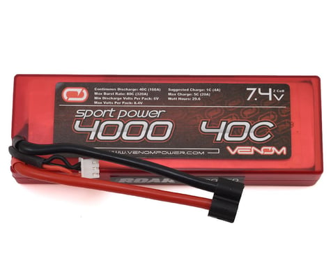 Venom Power Sport Power 2S 40C Hard Case LiPo Battery w/UNI (7.4V/4000mAh)