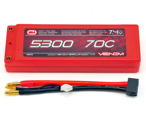 Venom Power 2S Hard Case Li-Poly 70C Battery Pack w/Universal Connector (7.4V/5300mAh)